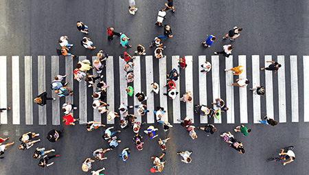 A very busy crosswalk that is very obviously not Tallahassee